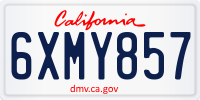 CA license plate 6XMY857