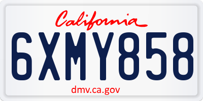 CA license plate 6XMY858