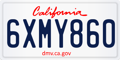 CA license plate 6XMY860