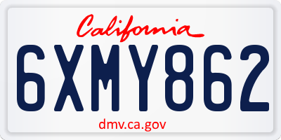 CA license plate 6XMY862