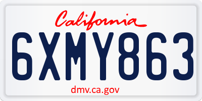 CA license plate 6XMY863
