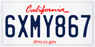 CA license plate 6XMY867
