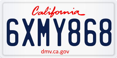 CA license plate 6XMY868