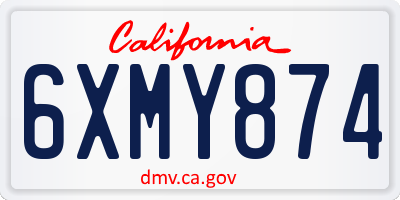 CA license plate 6XMY874