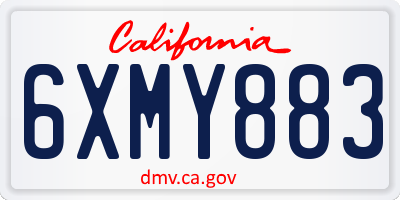 CA license plate 6XMY883