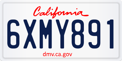 CA license plate 6XMY891