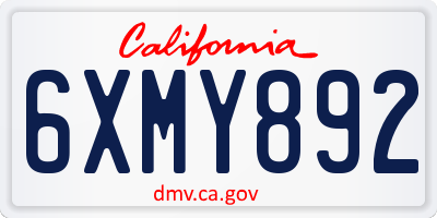 CA license plate 6XMY892