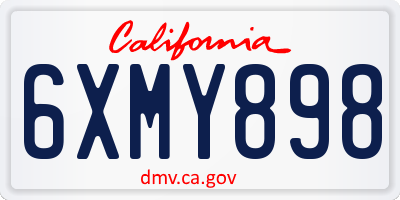 CA license plate 6XMY898