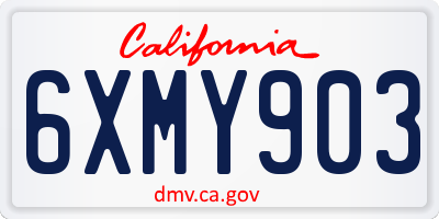 CA license plate 6XMY903