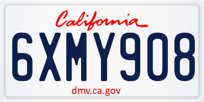 CA license plate 6XMY908