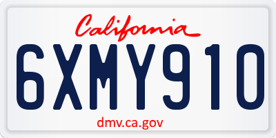 CA license plate 6XMY910