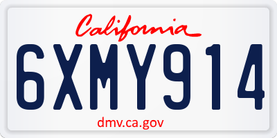 CA license plate 6XMY914
