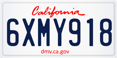 CA license plate 6XMY918