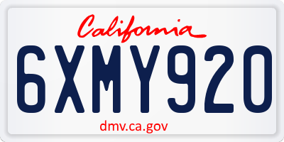 CA license plate 6XMY920