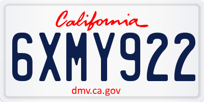 CA license plate 6XMY922