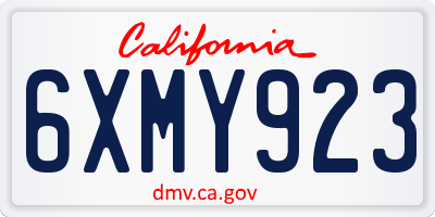 CA license plate 6XMY923