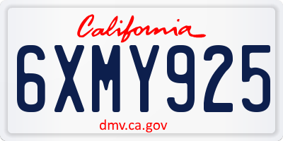 CA license plate 6XMY925