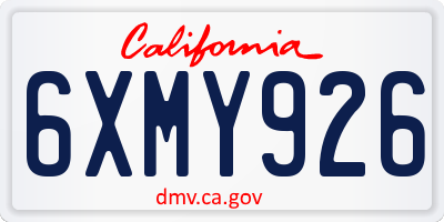 CA license plate 6XMY926