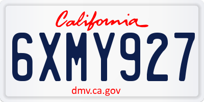 CA license plate 6XMY927