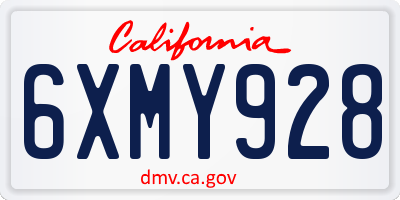 CA license plate 6XMY928