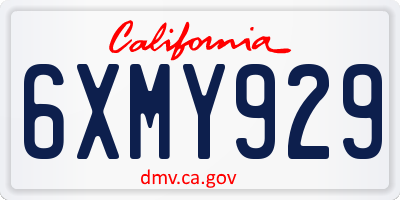 CA license plate 6XMY929