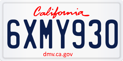 CA license plate 6XMY930