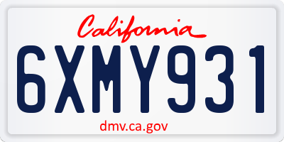 CA license plate 6XMY931