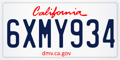 CA license plate 6XMY934