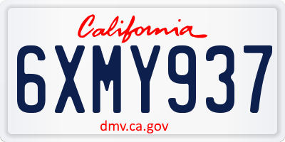 CA license plate 6XMY937