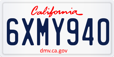 CA license plate 6XMY940