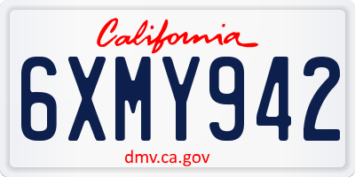 CA license plate 6XMY942
