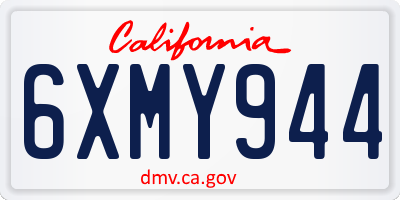 CA license plate 6XMY944