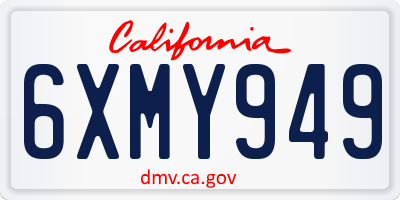 CA license plate 6XMY949