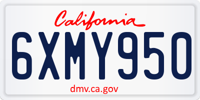 CA license plate 6XMY950