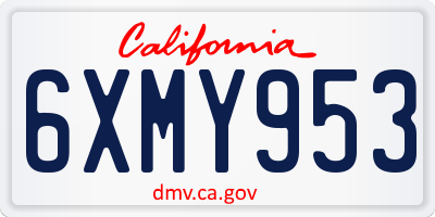 CA license plate 6XMY953