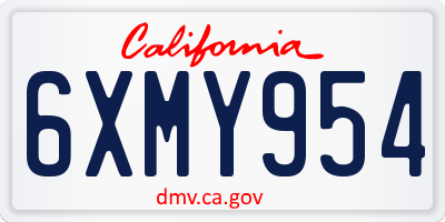 CA license plate 6XMY954