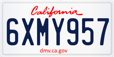 CA license plate 6XMY957