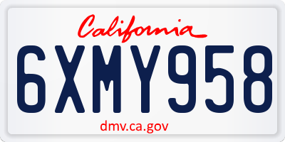 CA license plate 6XMY958