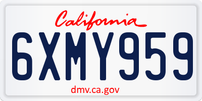 CA license plate 6XMY959