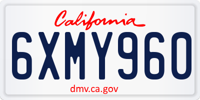 CA license plate 6XMY960