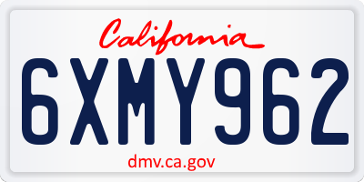 CA license plate 6XMY962