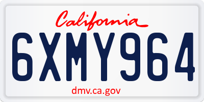 CA license plate 6XMY964