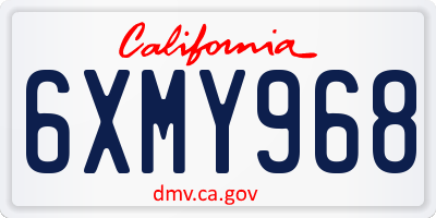 CA license plate 6XMY968