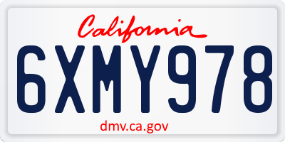 CA license plate 6XMY978