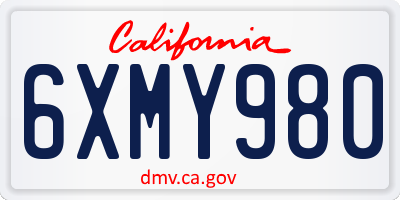 CA license plate 6XMY980