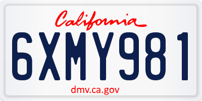 CA license plate 6XMY981
