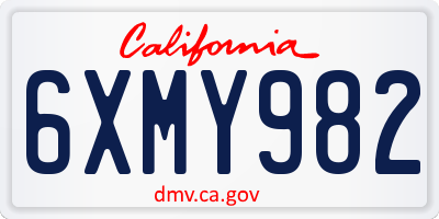 CA license plate 6XMY982