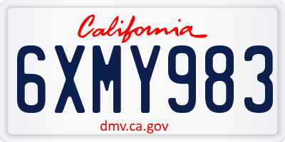 CA license plate 6XMY983