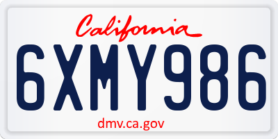 CA license plate 6XMY986
