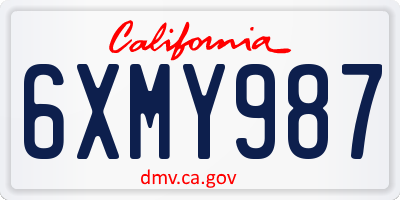CA license plate 6XMY987